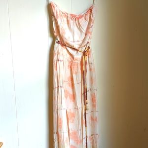 Silk strapless full length dress